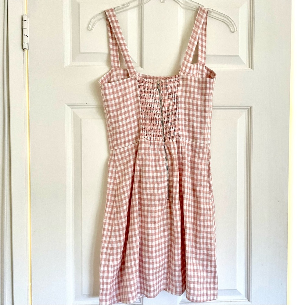 Reformation Brie Linen Check Mini Dress - Picture 7 of 10